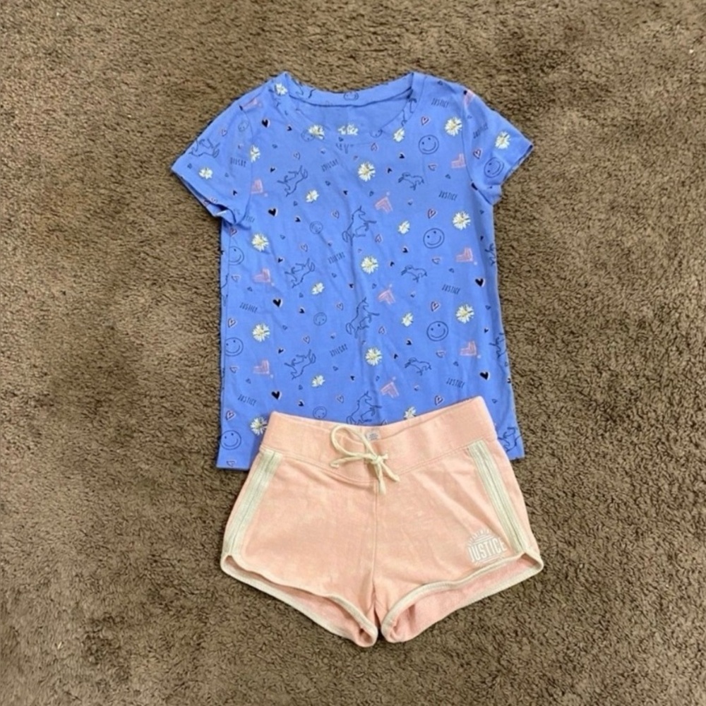 Girls Justice Unicorn/heart/flowers outfit size 8